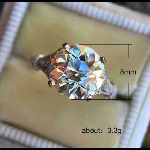 Beautiful White Gold Plated Moissanite Diamond Ring - Picture 8 of 8